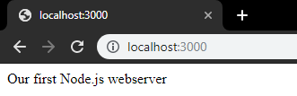 Browseransicht beim Aufruf unserer Node.js Webserver Anwendung