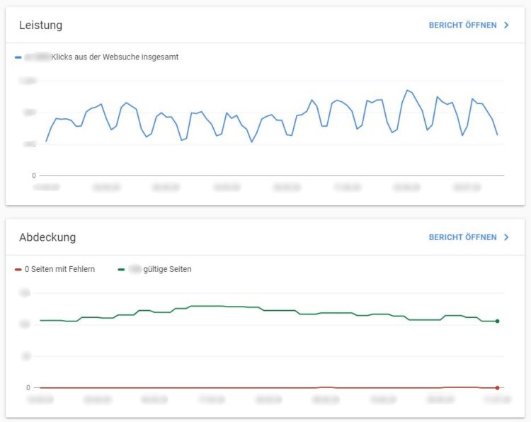 Google Search Console - Übersichtsseite