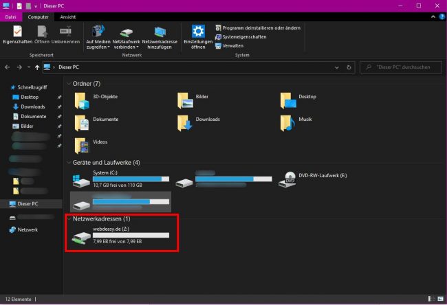 Windows Explorer mit FTP Netzlaufwerk (und eigenem Laufwerksbuchstaben)