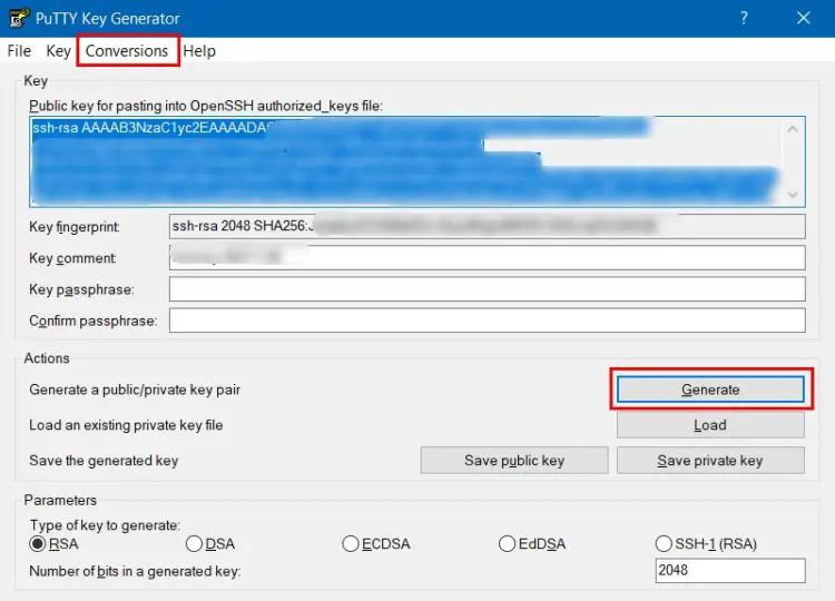 PuTTY Key Generator