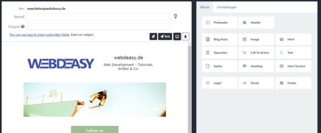 Newsletter erstellen per Drag-n-Drop