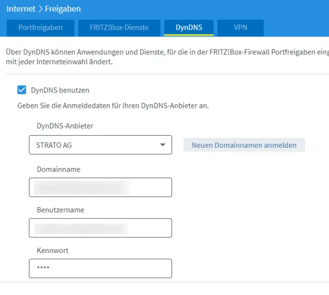 FRITZ!Box DynDNS aktivieren