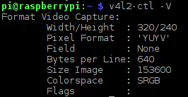 Raspberry Pi USB-Webcam Eigenschaften: Ausgabe von v4l2-ctl -V