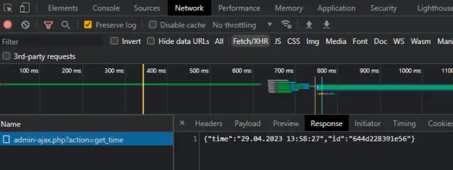 DevTools Ajax Response